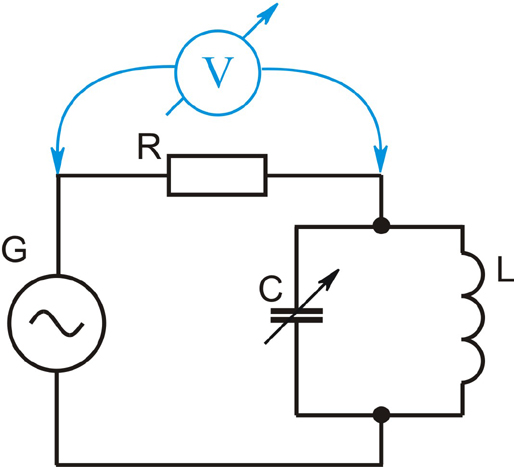 Подключение вольтметра для настройки колебательного контура в резонанс